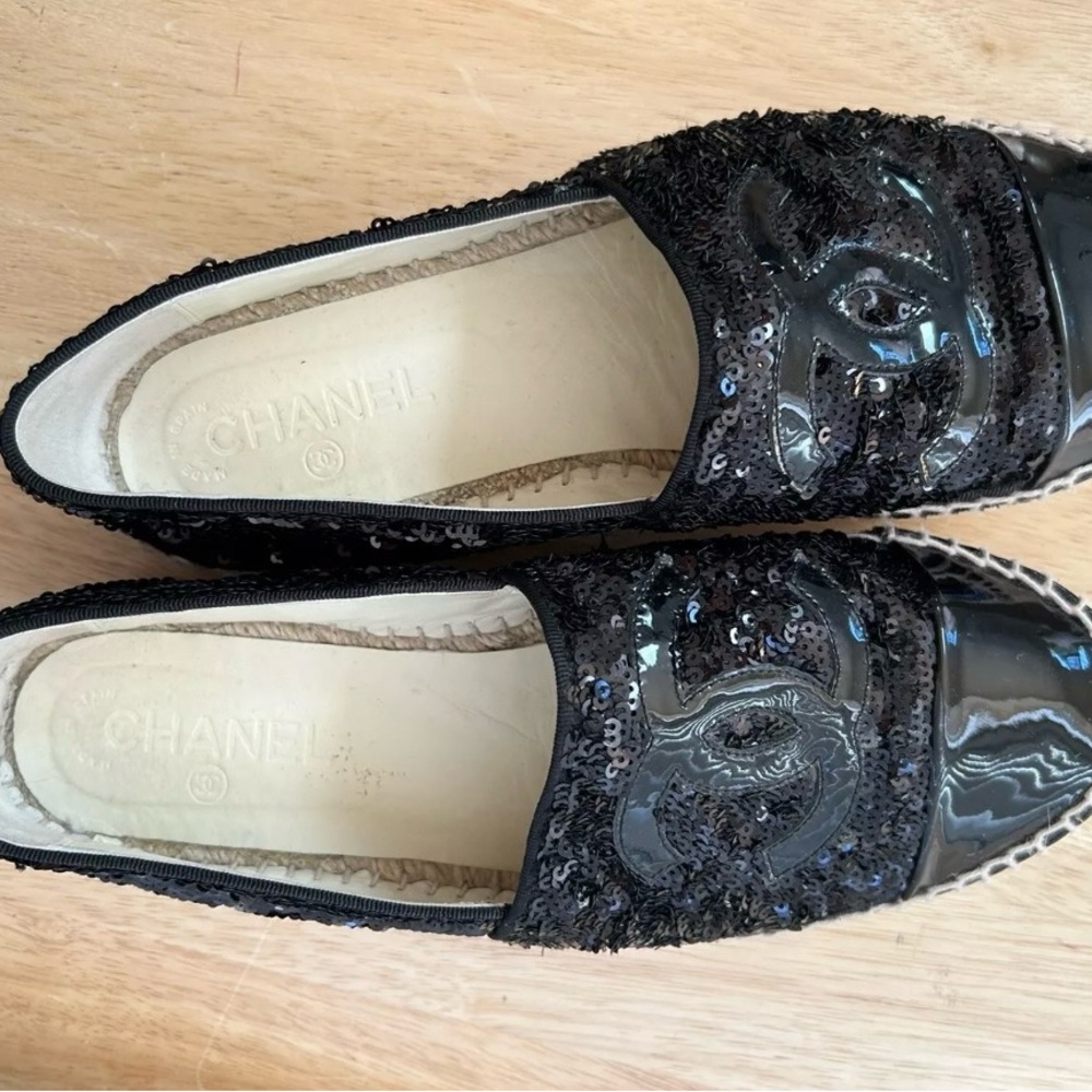 Chanel Black Sequin Espadrilles - Picture 3 of 5